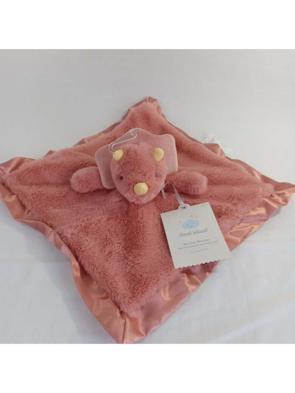 Cloud Island Pink Mauve Triceratops Dinosaur Dino Fuzzy Plush Security Blanket